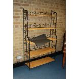 A METAL AND WICKER CASCADE BOOKCASE, with five shelves standing, 162cm high 97cm wide