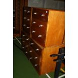 FOUR MATCHING MID TO LATE 20TH CENTURY CHESTS OF THREE DRAWERS, with solid aluminium shaped