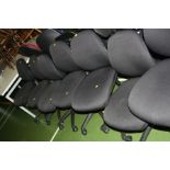 A SET OF SIX BLACK OFFICE CHAIRS, with height and back tilt adjustment, all badges Frem Group