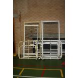 TWO WHITE LAWSON TAIT VINTAGE METAL SINGLE BED FRAMES, 90cm wide with wheels, another the same but