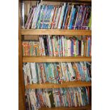 FOUR SHELVES OF CHILDRENS REFERENCE AND STORY BOOKS, (bookcase not included)