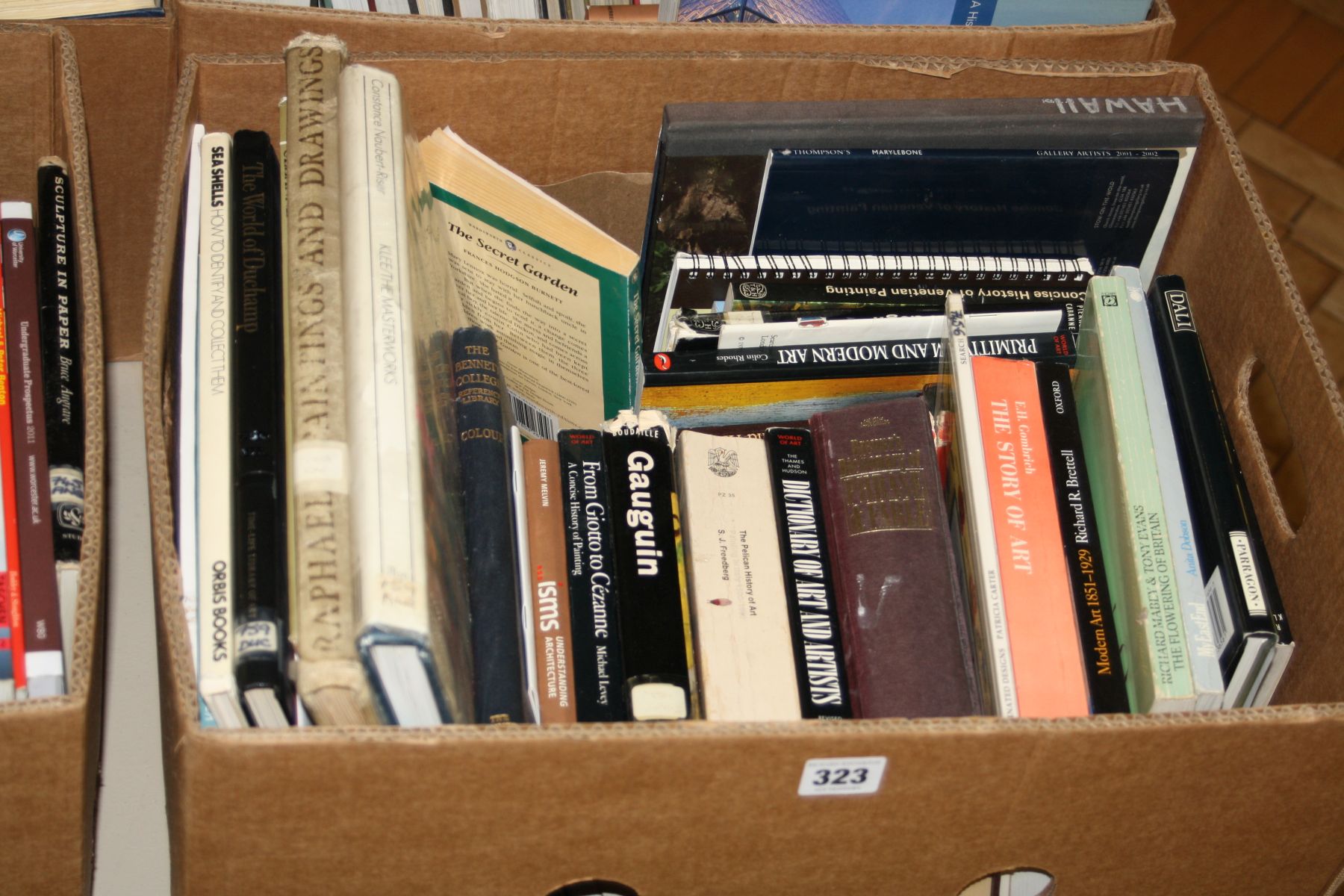 A TRAY CONTAINING BOOKS, on Art and Artists