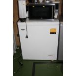 A BUSH CHEST FREEZER, 74cm wide and a Delonghi stainless steel microwave