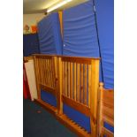 A PAIR OF PINE SINGLE BED FRAME AND TWO WATERPROOF MATTRESS, 98cm wide