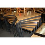 TWELVE SQUARE STACKABLE TABLES, tops approximate 60cm x height 71cm (12)