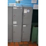 A PAIR OF GREY DOUBLE LOCKERS, 30x64x122cm high (four lockers) (s.d)