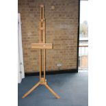 A MODERN BEECHWOOD ARTISTS ADJUSTABLE EASEL, 200cm high