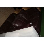 TWO BROWN LEATHER TWO SEAT SOFAS, one 180cm wide, the other 150cm wide (s.d)
