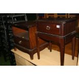 TWO STAG MINSTREL BEDSIDE CABINETS, one on long tapered legs with one drawer and one with short legs