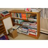 A BEECHWOOD BOOKCASE, with two adjustable shelves, 120x25x100cm high (contents not included) (s.d)