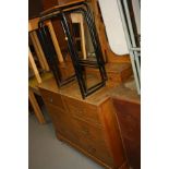 A LATE VICTORIAN OAK DRESSING TABLE, the base fitted with two short over two long drawers, width