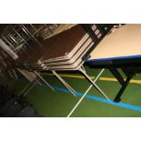 TWENTY NINE FOLDING 'EXAM' TABLES AND TWO OTHER TABLES, the folding tables are 86x86x71cm high