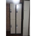TWO DOUBLE METAL LOCKERS, connected (six lockers), 60x45x170cm (s.d)