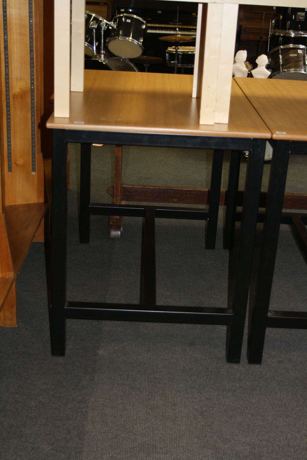 A MODERN LABORATORY TABLE, with metal base 120x75x91cm high