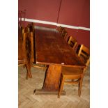 AN EARLY 20TH CENTURY OAK REFECTORY TABLE, with 1'' thick solid oak top 244cm (8ft) long, 65cm (