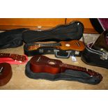 A MAHALO U50 UKELELE IN HARD CASE AND A STAGG US10 UKELELE, in soft case