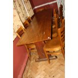 AN EARLY 20TH CENTURY OAK REFECTORY TABLE, with 1'' thick solid oak top 244cm(8ft) long, 65cm (26'')