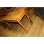 A GEORGIAN OAK HALL TABLE, on tapered octagonal legs with turned top and bottom section