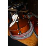 A STENTOR STUDENT 2 1/2 SIZE CELLO, with bow and padded case 110cm long
