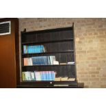 A VICTORIAN PINE BOOKCASE, 126x25x143cm high, also with books