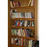 FIVE SHELVES OF BOOKS, including a large selection of Goosebumps books and reference books (bookcase