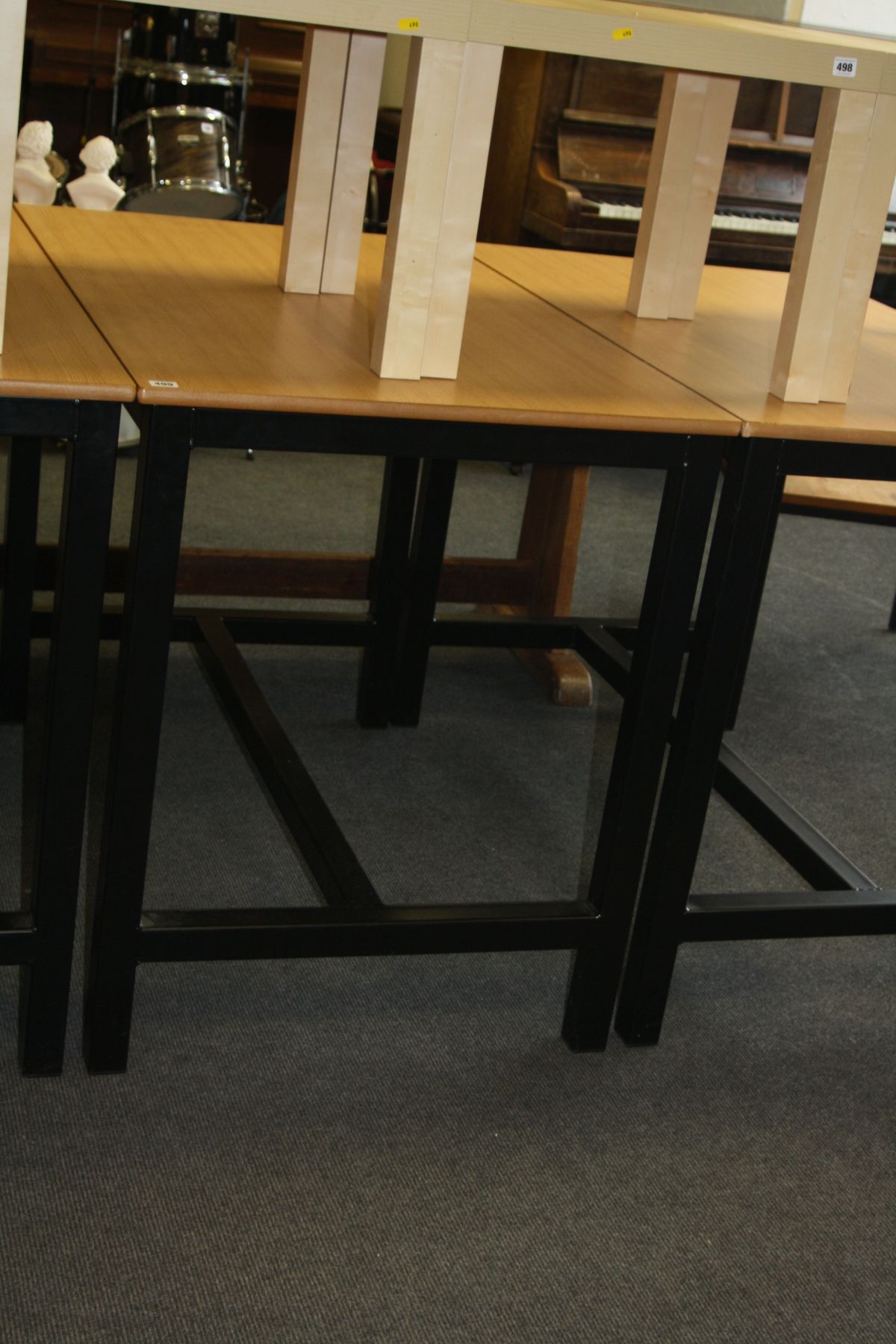 A MODERN LABORATORY TABLE, with metal base 120x75x91cm high