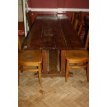 AN EARLY 20TH CENTURY OAK REFECTORY TABLE, with 1'' thick solid oak top 305cm(10ft) long, 82cm (