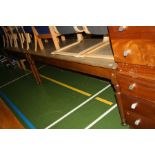 A VICTORIAN OAK REFECTORY TABLE, standing on turned legs 237x81x76cm high (s.d)