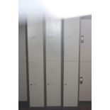 THREE BISLEY DOUBLE METAL LOCKERS, not connected (six lockers), 92x46x180cm (s.d)