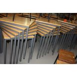EIGHTEEN STACKABLE SQUARE TOP TABLES, tops approximately 60cm x height 70cm (18)
