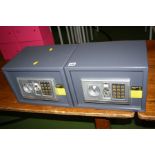 TWO HILKA S25EA ELECTRONIC PERSONAL SAFES, (three keys)