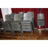 FORTY SIX STACKING CLASSROOM CHAIRSS, with moulded plastic seats and tubular metal frames