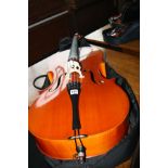 A VEB MUSIMA FULL SIZE CELLO, with bow and padded case