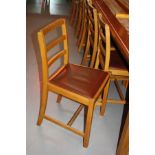 EIGHT WOODEN LADDER BACK CHAIRS WITH PADDED SEATS (8)