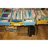 FOUR TRAYS OF CHILDRENS BOOKS AND NOVELS