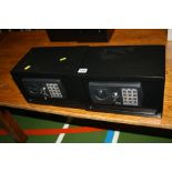 TWO BLACK ELECTRONIC PERSONAL SAFES, 23x17x17cm high (three keys)