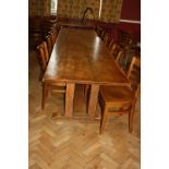 AN EARLY 20TH CENTURY OAK REFECTORY TABLE, with 1'' thick solid oak top 305cm(10ft) long, 82cm (