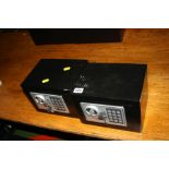 TWO BLACK PHEONIX ELECTRONIC PERSONAL SAFES, 23x17x17cm high (four keys)