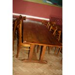 AN EARLY 20TH CENTURY OAK REFECTORY TABLE, with 1'' thick solid oak top 305cm(10ft) long, 82cm (