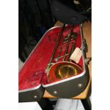 A VINTAGE BESSON CONCORD BRASSED TROMBONE, in hard case (no mouthpiece)