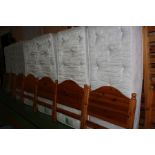 FIVE MATCHING PINE SINGLE BED FRAMES WITH APOLLO NIKE MATTRESSES, 98cm wide