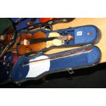 AN ANTONIUS STRADIUATIUS CREMONENSIS STYLE FULL SIZE VINTAGE VIOLIN, with bow and hard case