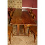 AN EARLY 20TH CENTURY OAK REFECTORY TABLE, with 1'' thick solid oak top 305cm(10ft) long, 82cm (