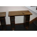 A VICTORIAN OAK KNEE HOLE DESK, with two open shelves either side 92x50x77cm high (s.d)