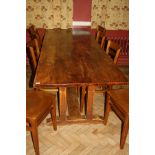 AN EARLY 20TH CENTURY OAK REFECTORY TABLE, with 1'' thick solid oak top 305cm(10ft) long, 82cm (