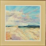 TOM BARRON (BRITISH CONTEMPORARY) 'WEST FROM ARISAIG', a Scottish coastal landscape, signed lower