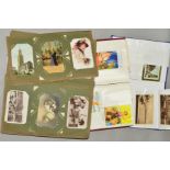 THREE POSTCARD ALBUMS, containing approximate four hundred and sixty postcards featuring early