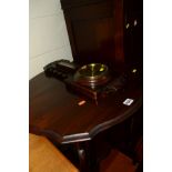 AN EDWARDIAN MAHOGANY CENTRE TABLE and an oak aneroid barometer (2)