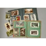 TWO POSTCARD ALBUMS containing approximately four hundred postcards featuring mainly Edwardian