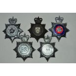 FIVE POLICE BADGES, including North and West Yorkshire and Wakefield City (5)